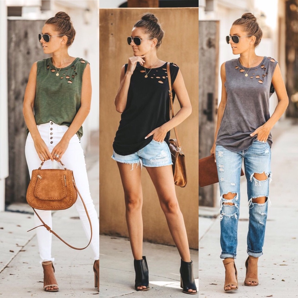 >>LAST<< Brooke Cut Out Tank - Olive - Picture 5 of 5